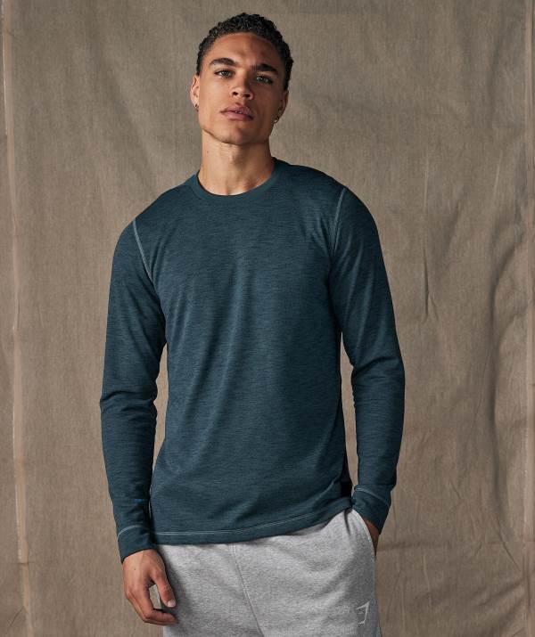 Panske Mikiny Gymshark Retake Long Sleeve Tyrkysové Čierne / Siva | IS2896450